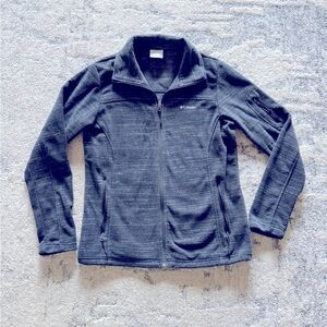 Columbia Gray and Black Fleece Utility Jacket Full-Zip Design
